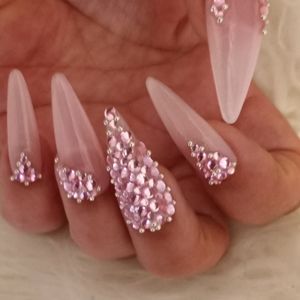 Pink bling luxury press on nails come in any shape and length pPN73
